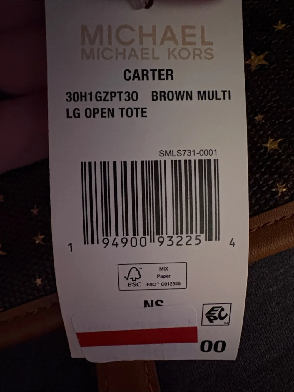 Michael Kors Brown Tote with Gold Star Print